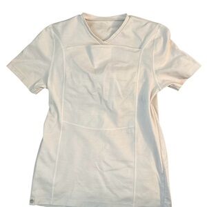 Lalabu Men’s Cream V-Neck Short Sleeve Dad Shirt Size Medium